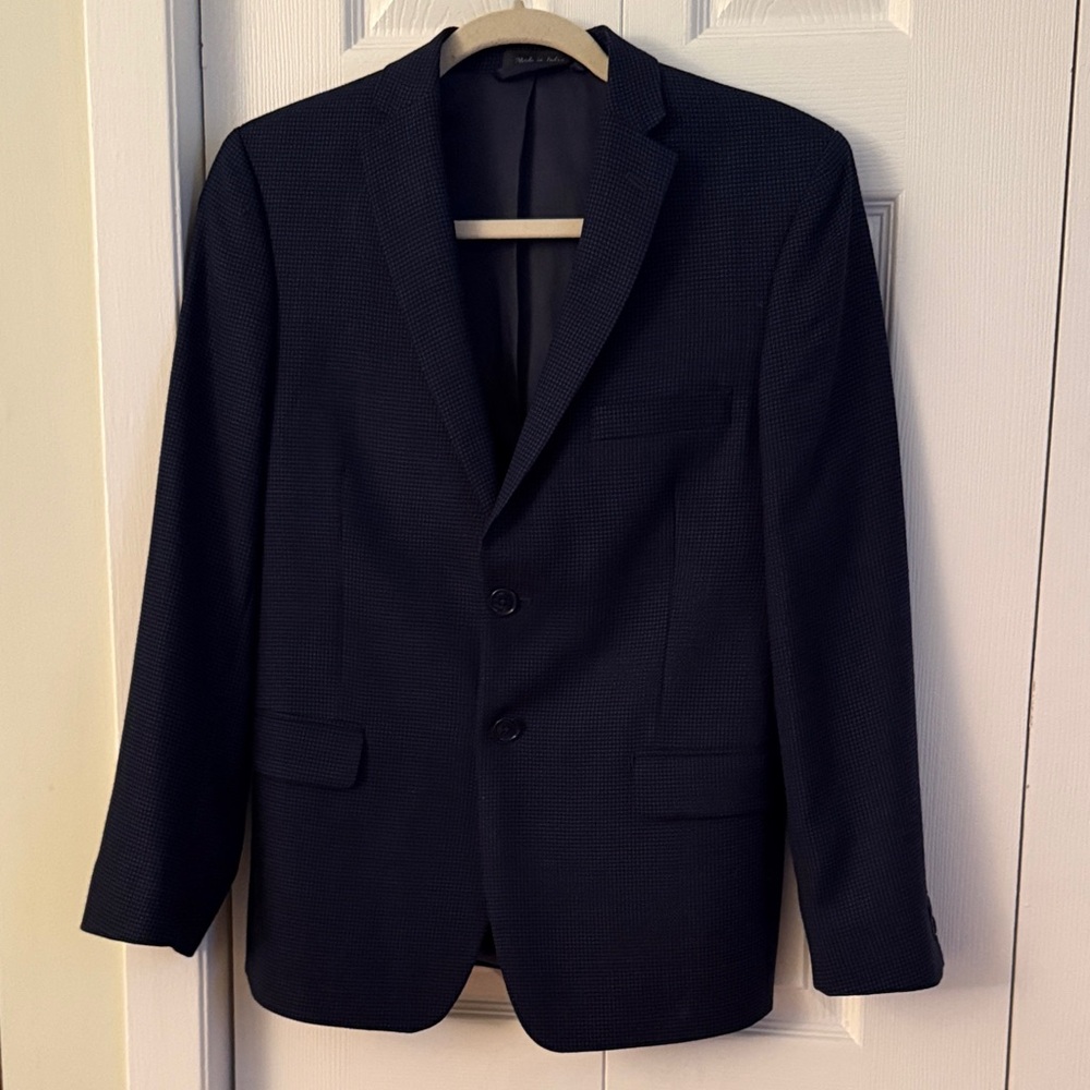 Men's Textured Two-Button Blazer - Dark Navy